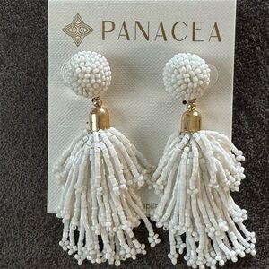 Panacea Beaded Tassel Earrings Rachel Zoe White